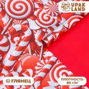 Бумага упаковочная глянцевая, двусторонняя «Лабиринт», красный, 50×70 см
