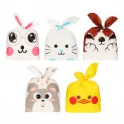 Набор подарочных мешков 20шт, 5 дизайнов, 13,5x22 см, пластик, арт.2