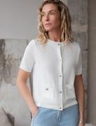 Кардиган c коротким рукавом вязаный из хлопка с акрилом