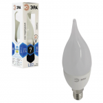 Лампа светодиодная ЭРА, 7(60)Вт, цоколь E14,свеча на ветру, холодн.бел., 30000ч, LED smdBXS-7w-840-E14