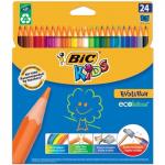 Карандаши цветные BIC "Kids ECOlutions Evolution", 24 цв, пластиковые, заточенные, европодвес,937515