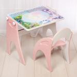 Набор мебели Части света: парта, мольберт, стульчик. Цвет розовый