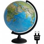 Глобус физико-политический рельефный Глобусный мир, 32 см, с подсветкой на круглой подставке, 10202
