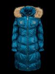 Пальто женское, утепленное, пуховое  CANDI, МорВол/синий енот натуральный