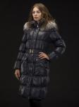 Пальто женское, утепленное, пуховое  GRACE1 чернобурка, т/синий
