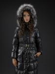 Пальто женское, утепленное, пуховое  GRACE1 чернобурка, черный