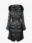 Пальто женское, утепленное, пуховое  MIRA черный песец, черный