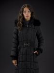 Пальто женское, утепленное, пуховое  SANDRA, черный енот