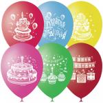 Воздушные шары, 50шт., M10/25см, Поиск "С Днем Рождения", пастель+декор, 4690296048808