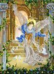 "Ангел и голуби" (рис. на сатене 29х39)