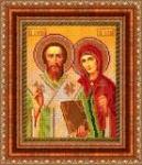 Рама для иконы Св.Куприян и Устинья Радуга бисера (Кроше)