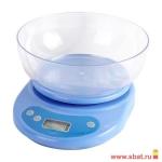 Весы кухон. эл. GELBERK GL-253, до 5 кг, деление 1 гр, голубые, съемн. чаша (CR2032 в компл.)