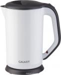 Чайник электр. Galaxy GL-0318 белый (диск, 1,7 л) 2 кВт, двойной корпус, нерж.сталь/пластик