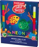 Классический пластилин ArtBerry® с Алоэ Вера Neon 12 цветов со стеком, 216 г