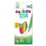 Карандаши цветные CARIOCA Tita, 12 цв., пластиковые, грифель 3 мм, шестигранные, европодвес, 42793