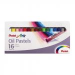 Пастель масляная художественная PENTEL "Oil Pastels2, 16 цветов, круглое сечение, карт.упак, PHN4-16