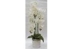 Декор.цветы Орхидеи белые в керам.вазе