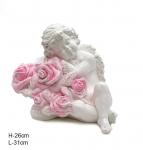 Статуэтка Ангел спящий с розами 26 см / 800831/ без упаковки
