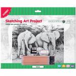 Набор для рисования скетча Greenwich Line "Слоны", A3, карандаши, ластик, точилка, картон, SK_14612