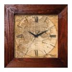 Часы настенные САЛЮТ ДСТ-4АС28-462 квадрат, с рисунком Магеллан, деревянная рамка, 35х35х4,5 см