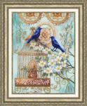 Наборы для вышивания бисером 'Золотое руно' РТ-027 Синие птицы счастья 26,5х34 см