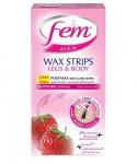 Полоски для удаления волос на ногах и теле FEM U.S.A Strawberry (Legs & Body Wax Strips 20 strips