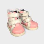 Ботинки детские на меху розовые/бежевые ОД-4-2