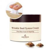 Антивозрастной крем на основе муцина улитки "Wrinkle Snail System", 50мл, The Skin House