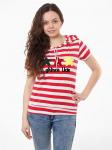 TL104-1 футболка женская, красно-белая