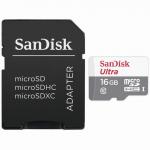 Карта памяти microSDHC 16GB SANDISK Ultra UHS-I U1, 48 Мб/сек (class10), адаптер, SDSQUNB-016G-GN3MA