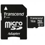 Карта памяти microSDHC 16GB TRANSCEND Premium 300x, UHS-I U1, 45 Мб/сек (class 10), с адаптером