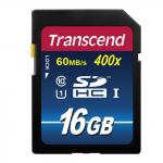 Карта памяти SDHC 16GB TRANSCEND Premium 400x, UHS-I U1, 60 Мб/сек (class 10), TS16GSDU1