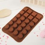 Форма для льда и шоколада "Коробка конфет", 24 ячейки, цвет шоколадный
