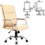 Кресло офисное BRABIX Space EX-508, экокожа, хром, бежевое, 531165