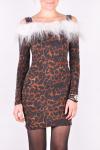 Леопардовое платье с меховым воротником арт.   52873