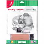 Набор для рисования скетча Greenwich Line "Щенок", A4, карандаши, ластик, точилка, картон, SK_14626