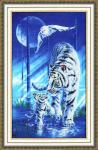 Наборы для вышивания бисером 'Золотое руно' РТ-109 Белый тигр 40х24 см