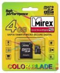 Флэш-карта MicroSDHC  4Gb class4 MIREX с адаптером