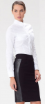 Женская длинная юбка с широким поясом с боковыми вставками из искусственной кожи