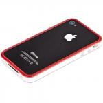 Бампер для iPhone 4s  iPhone 4 красный с белой полосой
