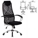 Кресло офисное МЕТТА BK-8CH, ткань-сетка, хром, черное, ш/к 80364