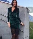 Бархатное платье с гипюром, треуг вырез green LE