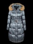 Пальто женское утепленное, пуховое  TOMA, серый енот натуральный