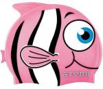 Шапочка для плавания Атеми, силикон (дет.), рыбка+, розовая, FC104