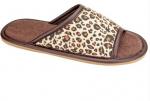 Б101 Тапочки домашние женские леопард с открытым носком