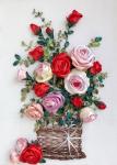 Набор "Розы в корзине" вышивка лентами