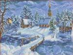 "Зимний вечер" Рисунок на канве