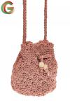 Плетеная сумочка-торба из джута, цвет розовый