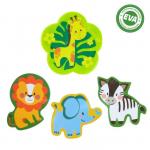 Набор игрушек для ванны «Зоопарк»: фигурки-стикеры из EVA, 3 шт. + мини-коврик на присосках