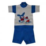 Комплект для мальчика (Джемпер с коротким  рукавом+шорты)  1538-12-белый/синий
